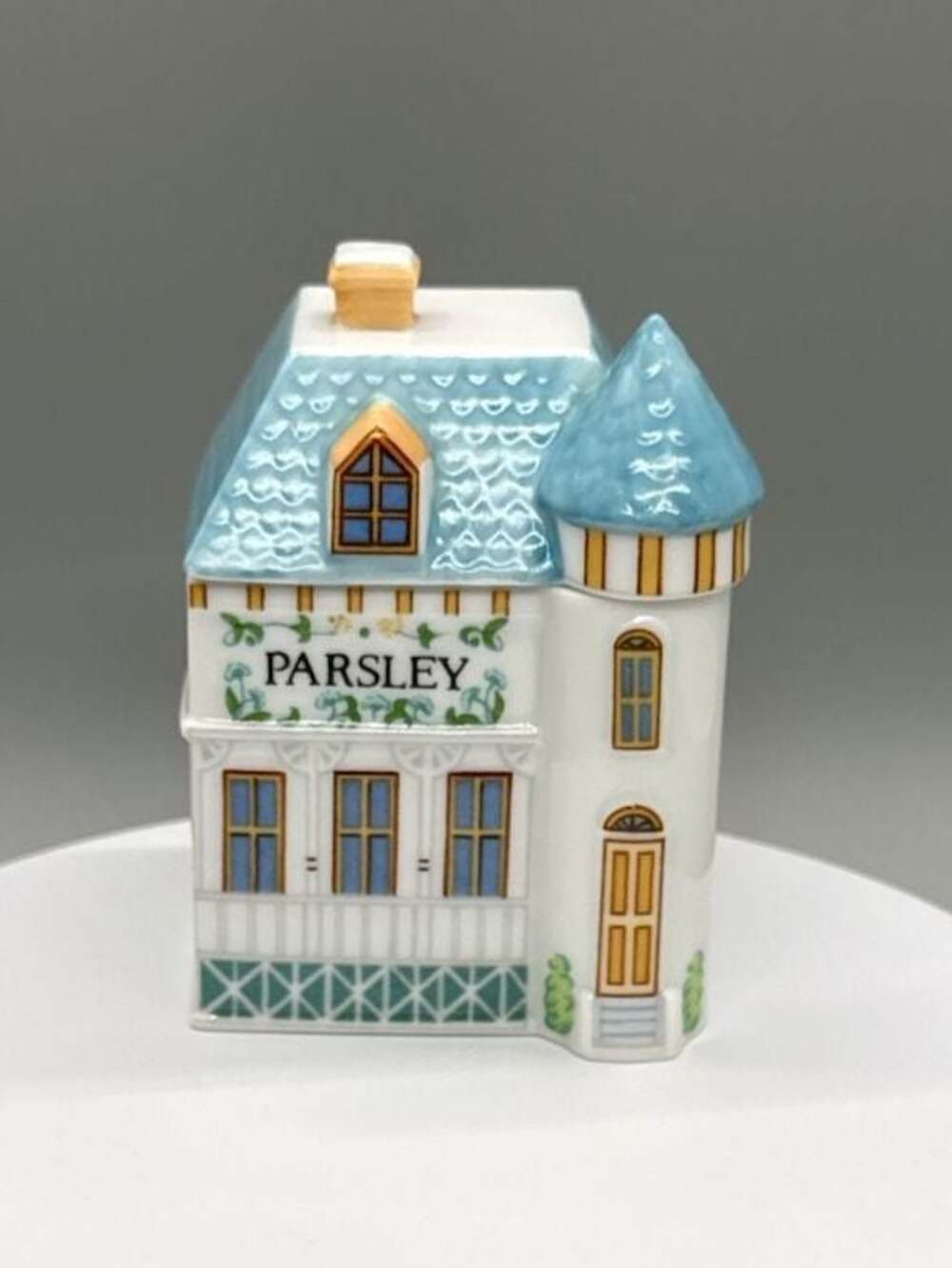 Lenox Spice Village 1989 Parsley House Spice Jar w/ Lid Porcelain Taiwan Vtg